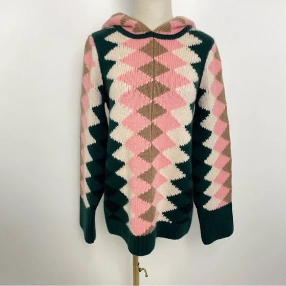 KHAITE The Elodie Cashmere Hoodie Sweater In Zig Zag HAILEY BIEBER